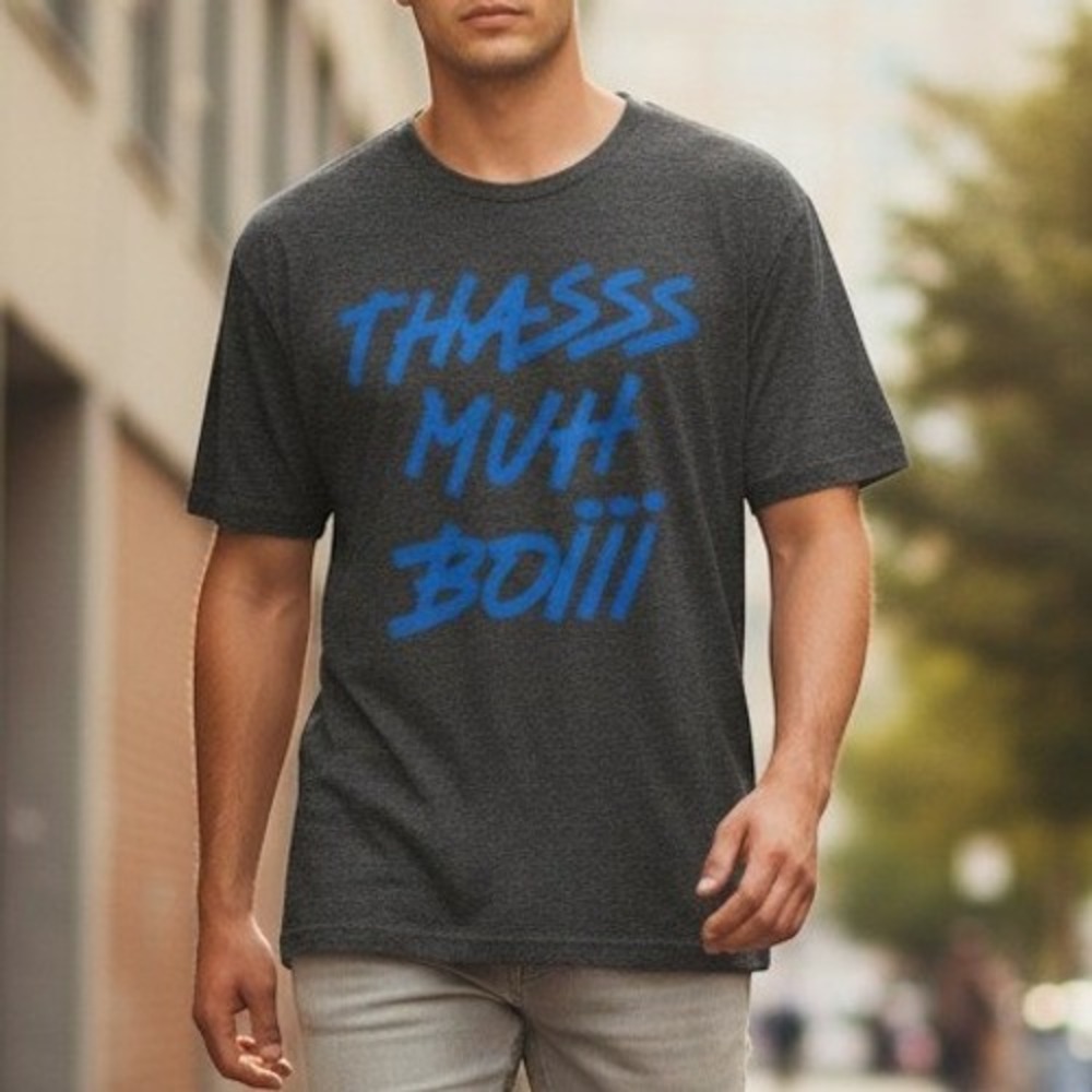 Maverick by Logan Paul Thasss Muh Boiii Graphic Tee Charcoal Gray Blue Mens M